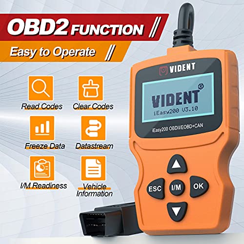 Vident iEasy200 OBD2 Scanner, Code Reader for Engine Fault Check, I/M Readiness Smog Check, CAN Diagnostic Scan Tool for All OBDII Protocol Cars