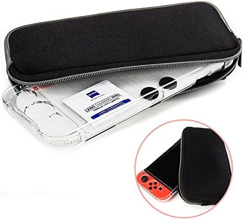 Nintendo Switch Case, Protective Hard Portable Travel Carry Case Shell Pouch With Zippers and Tempered Glass Screen Protector for Nintendo Switch Accessories