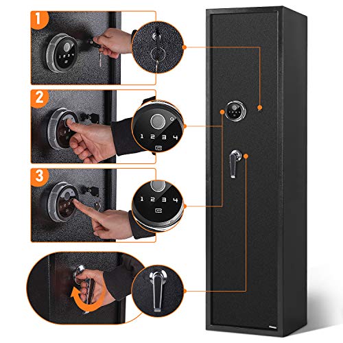 Winzone Rifle Safe, Biometric Gun Safes & for 5 Rifle Shotgun