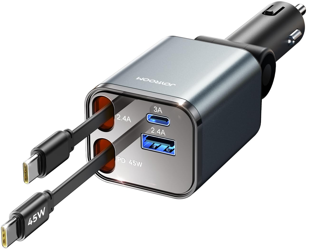 Retractable Car Charger 84W Car Charger USB C for iPhone 16 17 Pro Max Fast Charging [PD45W Dual Type C Cables] Car Accessories Cigarette Lighter Adapter for iPhone 17 Air 16 15 Pro Max, Samsung S25