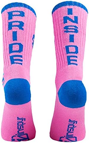 Inspyr Empowering Message Crew Socks (Pink and Blue “Pride Inside”)