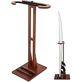 LINGVUM Surfboard Stand Rack, Adjustable Vertical Surf Board Rack with Floor-Standing Design, Storage & Display for Shortboard and Longboard, Beech Wood, Brown