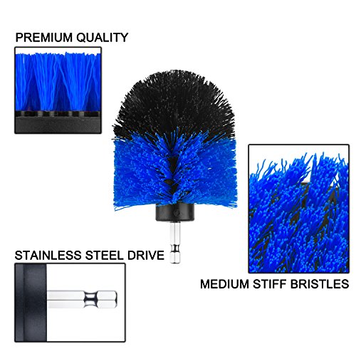 YIJINSHENG Medium Brush with Drill Attachment Scrubbing Brushes for Cleaning Car Tires,Carpet, kitchens,Bathrooms, Showers, Grout, Tile, Boats Power Scrubber Cleaning Multipurpose 3 pack Kit