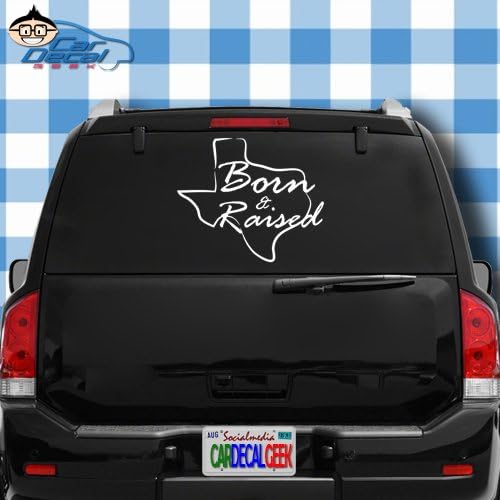 Texas Born and Raised Vinyl Decal Sticker for Car Truck Window Laptop Macbook Wall Cooler Tumbler | Die-cut/No Background | Multiple Sizes and Colors, 20-Inch - White
