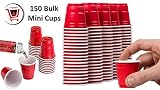 Red Shot Glasses – Mini Solo Cups (150 Bulk Red Cups) – Plastic Shot Cups – Jello Shots – Jager Bomb Cups – Beer Pong – Perfect for Serving Condiments, Nuts and Samples – Red Shot Cups