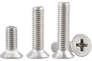 QWUEE 50pcs M3-0.5x14mm Phillips Flat Head Machine Screws, Stainless Steel 304 (18-8), UNC Coarse Thread, Countersunk Head Machine Screws