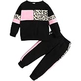 Bekarsy Toddler Girl Clothes Fall Winter Outfits Long Sleeve Leopard Sweatshirt Tops Pants Set 2 Pcs