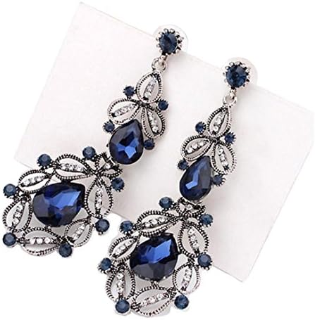 Vintage Earrings, Muranba Women's Vintage Inspired Crystal Floral Hollow Teardrop Chandelier Pierced Dangle Earrings