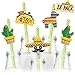 Joyousa Fiesta Party Supplies 28pc Straw Set - Mexican Theme, Cinco de Mayo Party Favors Decorations - Mini Sombrero, Cactus, Taco Cupcake Toppers Décor