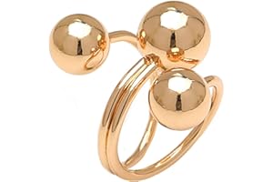 HEBELEE Minimalist Ball Statement Ring for Women Girls Silver Gold Plated Layered 3 Round Balls Open Wrap Finger Rings Comfort Fit Boho Geometric Unique Christmas Birthday Party Jewelry Gift Wedding Thanksgiving Halloween Size 8