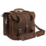 Texbo Real Thick Cowhide Leather Men's Shoulder Briefcase Fit 17