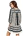 Floerns Women's Boho V Neck Vintage Print Dress Black L