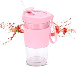 Juicer Cup, 240ml Portable Multifunctional Electric Fruit Juicer Mixer Juice Extractor Mini Size Blender USB Rechargeable Lemon Orange Squeezer with Straw for Home Travel