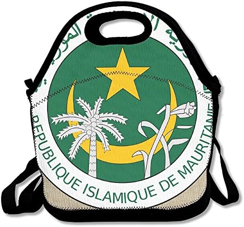 Coat Of Arms Of Mauritania Unisex Gourmet Insulating Lunch Tote Detachable Adjustable Shoulder Strap Reusable Picnic Lunch Bags Boxes For Men Women Adults Kids Toddler