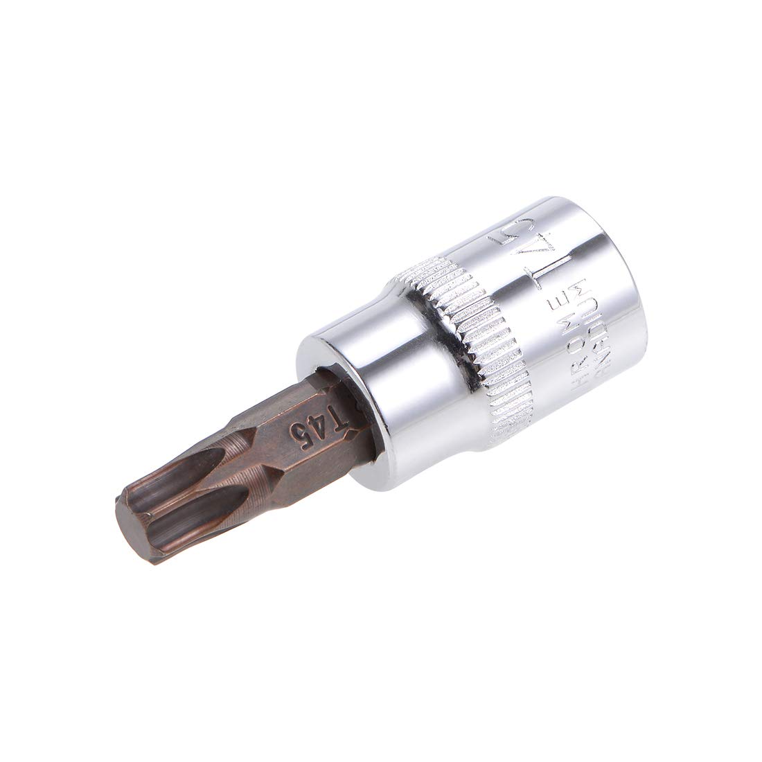 sourcing map 3/8" Drive x T45 Torx Bit Socket, S2 Steel Bits CR-V Sockets 48mm Length Use with Ratchet Wrench, Slide Bar, Extension Rod
