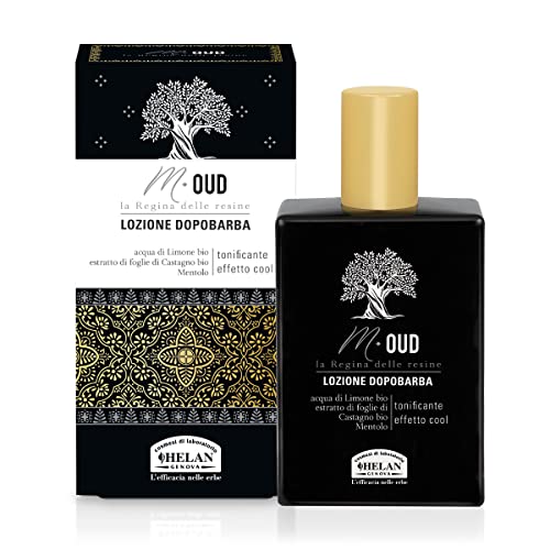 Helan M Oud - Mens Aftershave Refreshing & Invigorating, Calming Action against Irritation - Aftershave Men with Menthol & Lemon Water, After Shave for Mens Refreshing Lotion - Made in Italy, 75 ml