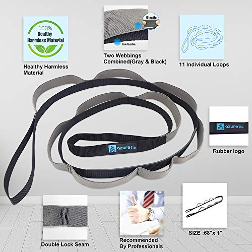 image for AZURE LIFE Multi-Loop Stretch Out Strap, Stretching Out Yoga Strap, Li