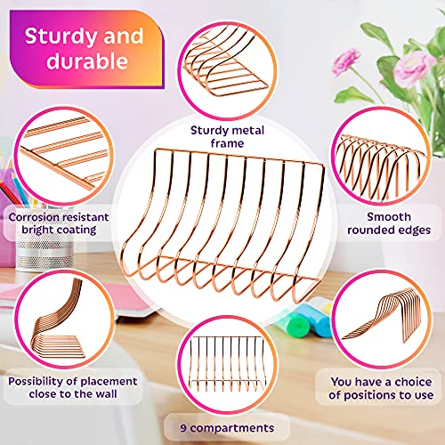 Book Sorter Organizer Magazine Holder Rose Gold Desk Accessories