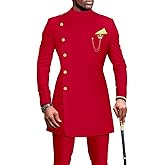 African Suits for Men Single Breasted Blazer and Pants 2 Piece Set Dashiki Outfits Ankara Attire for Wedding