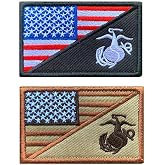 Antrix 2 Pcs American Flag/U.S Armed Forces Embroidered Patches Hook &amp; Loop Badge for Hats Backpacks Hat Vest