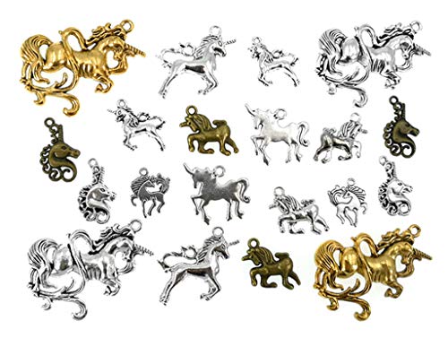 Kinteshun Unicorns Charm,Holy Horse Animal Charm Pendant Bead for DIY Jewelry Making Findings(20pcs,Silver Bronze and Gold Tones) - Thumbnail 7