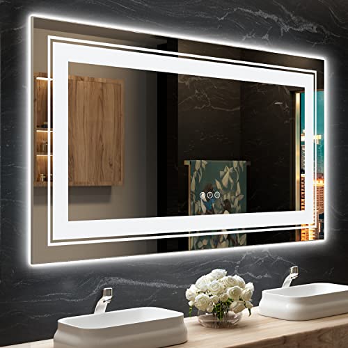 Snowdool LED Bathroom Mirror Front and Backlit