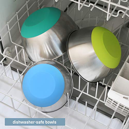 Maxi-Matic EBS-1810 10-PC Stainless Steel Mixing Bowl Set with Silicone Bottom and Transparent Lids, Piece, Multi-Colored - Thumbnail 4