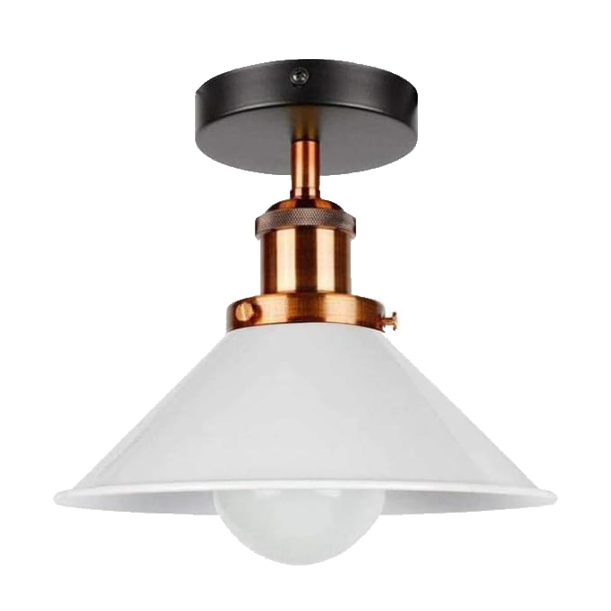 Vintage Ceiling Light Semi Flush Mount Ceiling Light Fixture with E27 Holder for Living Room Kitchen Bedroom Hallway 22cm White Conical Shade Easy Fit Anti Rust Durable Metal Lighting Without Bulb