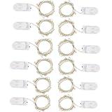 Dreamworth Pack of 12 LED Moon Lights 30 Micro Starry LEDs on Silver Extra Thin Copper Wire, 2 x CR2032 Batteries Included, 10 Ft (3m) for DIY Wedding Centerpiece or Table Decorations (Warm White)