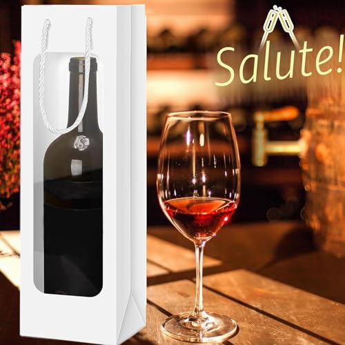 Transparent Wine Bag with Window and Handles - Reusable for Wedding, Party, Christmas - Flower Decoration - Bulk
