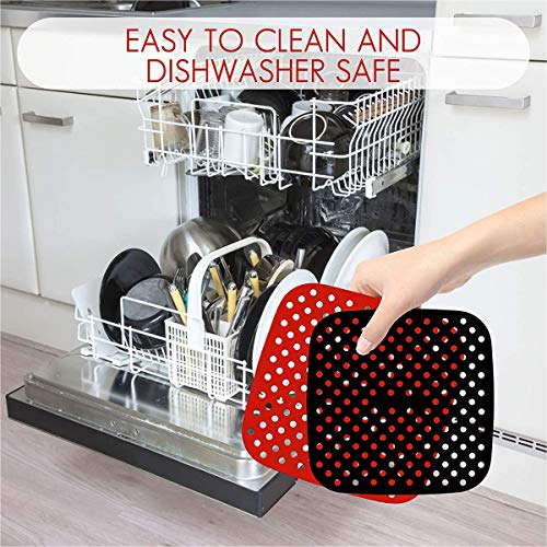 2-Pack Reusable Air Fryer Liner, 8.5in Square Silicone Non-Stick Air Fryer Mat Steamer Liners insulation pad | Air Fryer Accessories For COSORI, NINJA, INSTANT VORTEX, NUWAVE and More