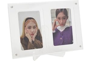 Neffliwe 2 Slot Magnetic Card Holdrs Kpop Photocard Display Case with Stand Acrylic Trading Card Frame for Standard Kpop Photocard Sports Card