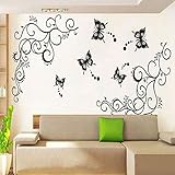 Large Black Butterfly Wisteria Flower Vine Art Wall Decal Stickers Home Decor