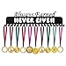 ULwysd Medal Holder, Always Earned Never Given Medals Display Hanger Rack for Over 40 Medals - Coated Pure Steel Wall Mount Easy to Install Race Runner Medal Frame (Black)