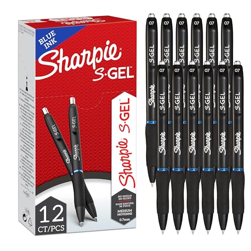 Sharpie S-Gel Gelstifte | mittlere Spitze (0,7 mm) | Gelschreiber mit blauer Tinte | 12 Stueck