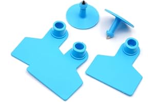 KHEARPSL Blank Ear Tags 100 Pieces Livestock Identification Cards Blank Livestock Ear Tags for Cattle Cow Pig Goat Sheep Dog (Blue)