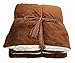 EPYA Reversible Luxury Soft Faux Fur Lambswool Cashmere Blankets Throw Brown