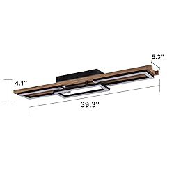 Lingkai 39.3" LED Modern Ceiling Lights Wooden