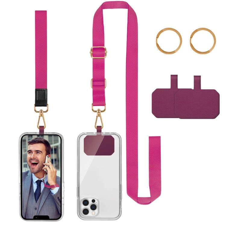 DGHYDZ Cell Phone Lanyard, Universal Crossbody Lanyards Adjustable Shoulder Neck Strap with wrist lanyard, 2 Key Rings, 2 Phone Tether Pads Compatible Most Smartphones (11-Light pink)