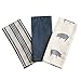Kitchen Dish Towel by F.E.D, Extra Large Tea Towel in 3 Colours, 100% Professional Cotton, Machine Washable Fabric (Set/Pack of 3) (Navy Pig)