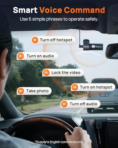 70mai 4K Front Dash Cam Built in WiFi, Smart Dash Camera for Cars, WDR, Night Vision, iOS/Android Mobile App, WDR, Night Vision, Loop Recording, Parking Monitor, Time-Lapse (M310 Plus 4K) (2160P)