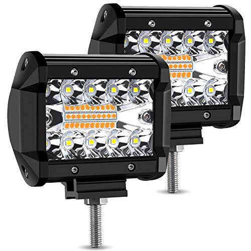 AMBOTHER LED Light Bar Pods 4-Inch Amber/White