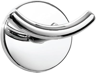 Croydex Hampstead Chrome Double Robe Hook Wall Mounted Concealed Fixings Easy
