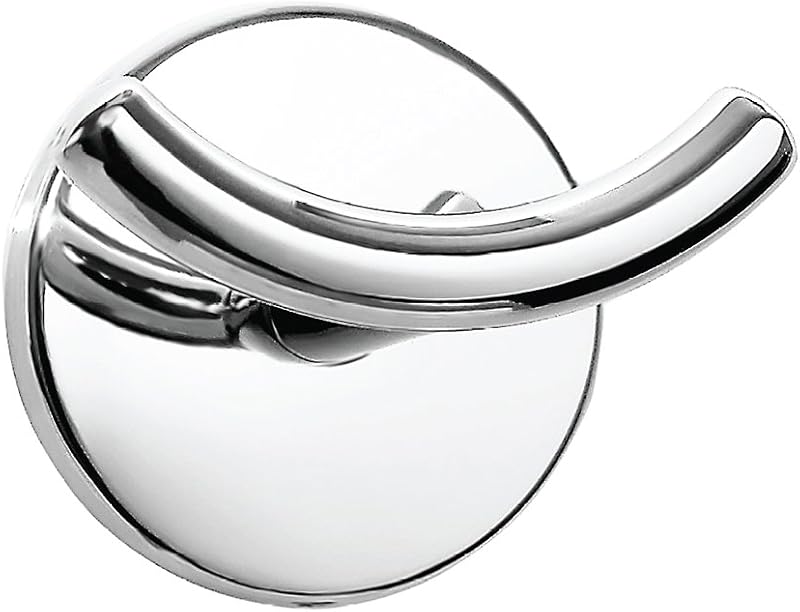 Croydex Hampstead Chrome Double Robe Hook Wall Mounted Concealed Fixings Easy