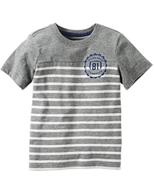 Carter's Boy S/S Grey & White Striped Football Tee