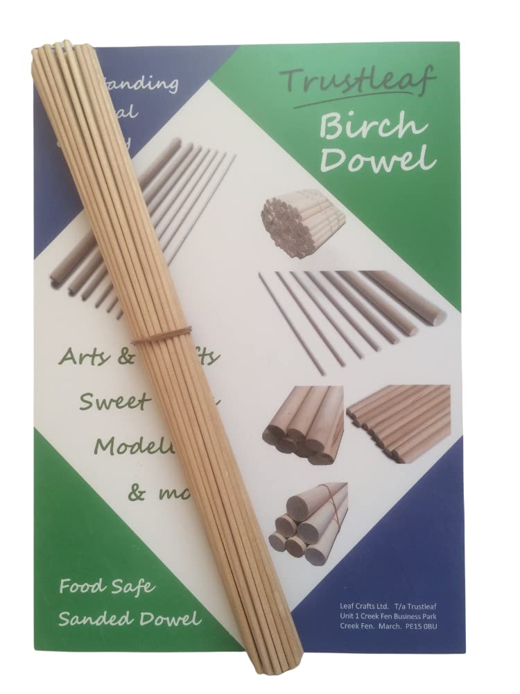 Trustleaf 3mm x 30cm Birch Hardwood Wooden Dowels (50 Dowels) — image 1