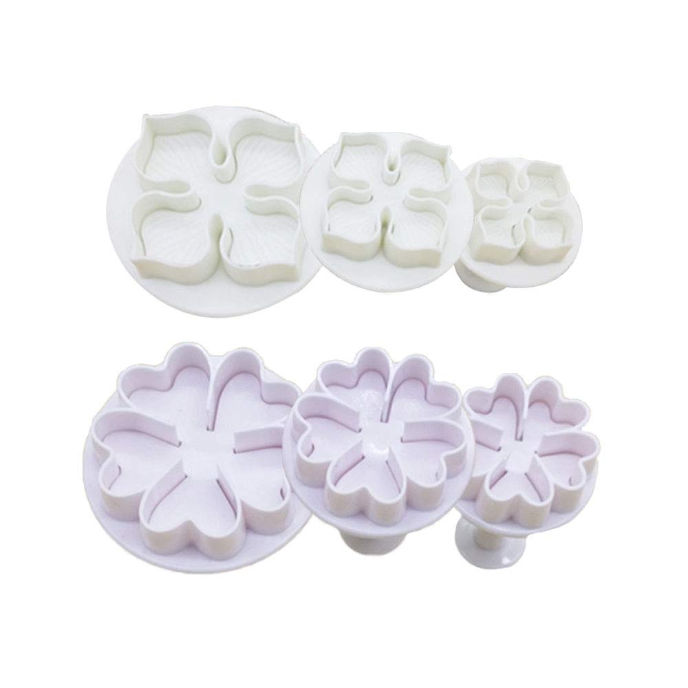 6 Pcs Fondant Cookie Cutter Cupcake Decorating Fondant Mould Flower Cake Decorating Tools for Wedding Birthday Baby Shower Party Cake Decoration Christmas Cookie Cutter Set(Whtie,Pink)