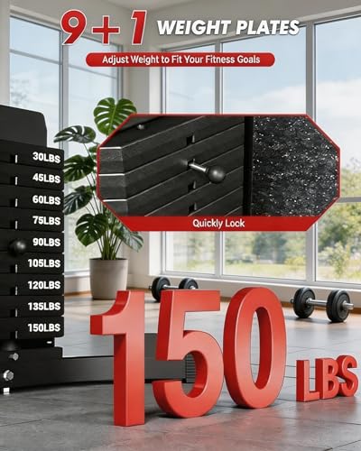 Home Gym Equipment, Multifunctional Home Gym Machine with 150 Lb Weight Stack for Back, Chest, Arms, Legs, All in One Exercise Station, Full Body Workout Machine for Strength Training