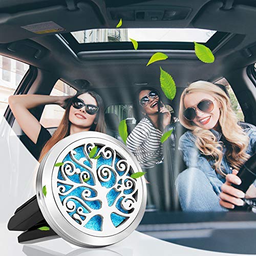 Car Diffuser,Jack & Rose Car Diffuser Essential Oil Car Vent Clip Air Freshener Purifier,Stainless Steel Aromatherapy Locket with 8 Washable Color Pads Christmas Gifts for Women