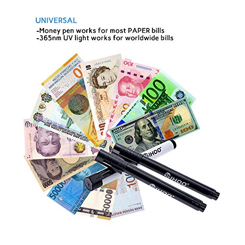 TIHOO Counterfeits Money Detector Pen with UV Light, Money Marker